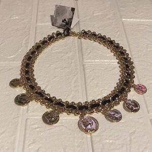 Gardenia Black & Gold Woven Coin necklace